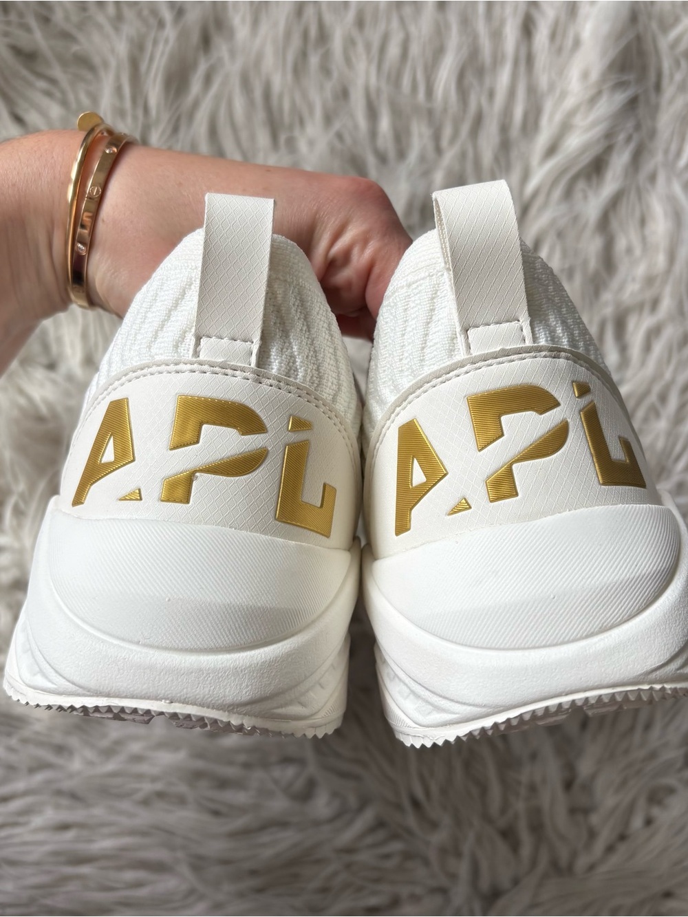 Athletic Propulsion Labs APL TechLoom Traveler White Gold Sneakers EUC Size 10.5 - Picture 9 of 12